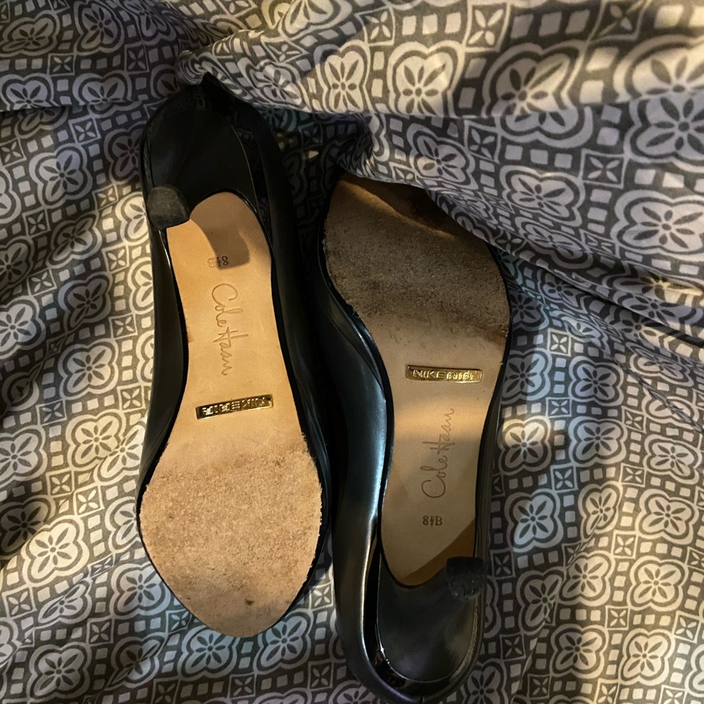 Cole Haan Nike air silver peep toe heels